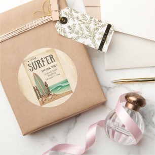 Eine kleine Surfer-Vintage-Baby-Party Runder Aufkleber