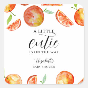 Eine kleine Süsse auf der Way Baby Dusche Orange Quadratischer Aufkleber