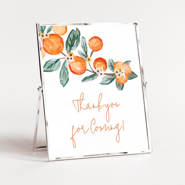 Eine kleine Süsse auf Way Orange Vielen Dank für I Poster (A Little Cutie is on the Way Baby Shower Thank You for Coming Sign)