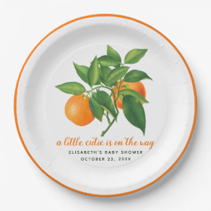 Eine kleine Süsse Baby Dusche Orange Citrus Blätte Pappteller