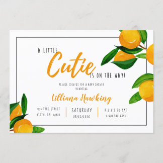 Eine kleine Süsse Baby Dusche Orange Citrus Thema Einladung