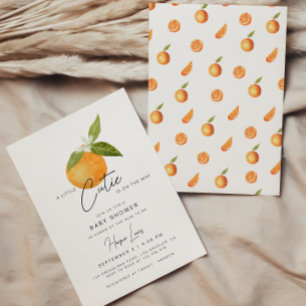 Eine kleine Süsse Babydusche Orangen Einladung