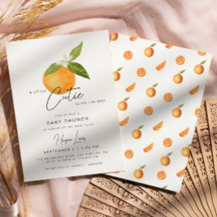 Eine kleine Süsse Babydusche Orangen Einladung