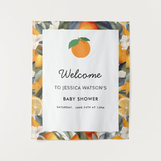 Eine kleine Süsse befindet sich auf der Way Citrus Wandteppich (Vorderseite)