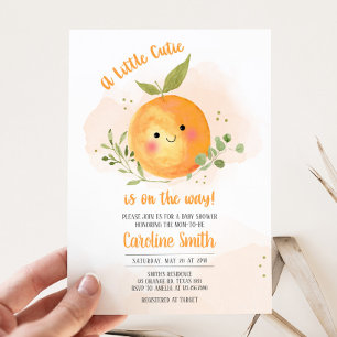 Eine kleine Süsse Citrus Orange Babydusche Einladung