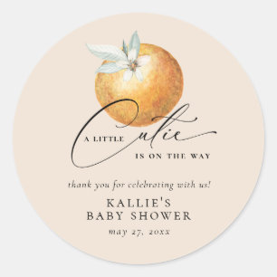 Eine kleine Süsse Citrus Orange Babydusche Runder Aufkleber