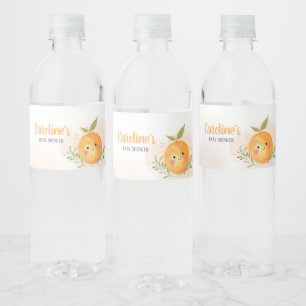 Eine kleine Süsse Citrus Orange Babydusche Wasserflaschenetikett