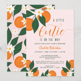 Eine kleine Süsse Citrus Orange Botanical Baby Dus Einladung