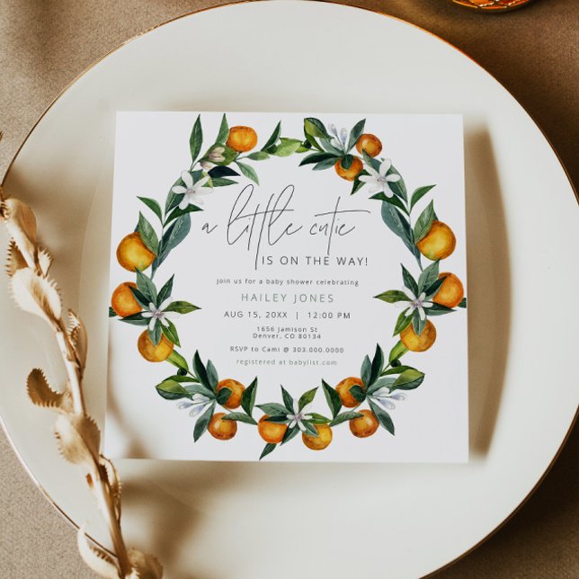 Eine kleine Süsse Citrus Orange Fruit Baby Dusche  Einladung (Von Creator hochgeladen)