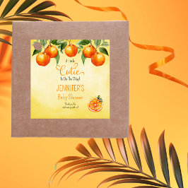 Eine kleine Süsse Citrus Watercolor Babydusche Geschenkanhänger