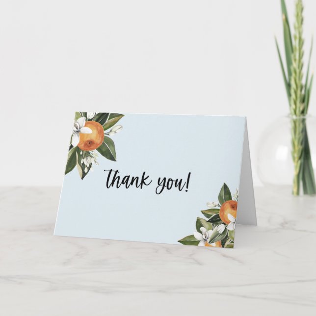 Eine kleine Süsse Clementine Boy BABY Duschkabine  Dankeskarte (Vorderseite)