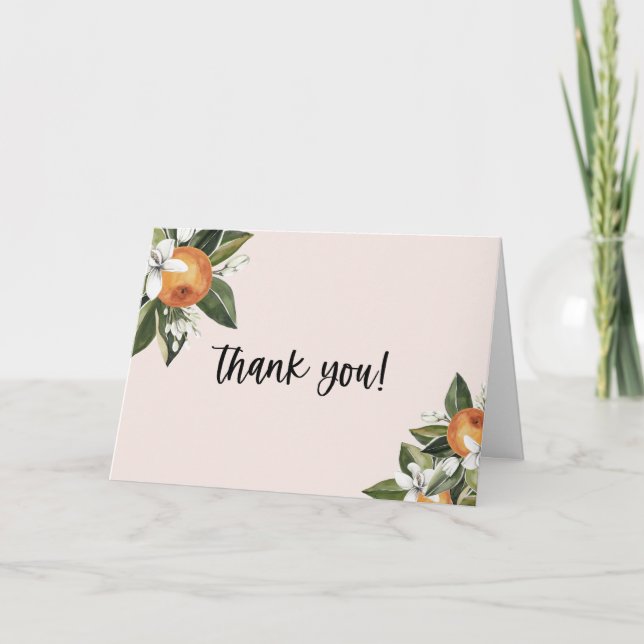 Eine kleine Süsse Clementine Girl BABY Dusche Dankeskarte (Vorderseite)