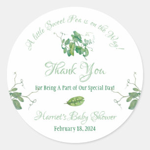 Eine kleine süße Erbse ist unterwegs! Babyparty Runder Aufkleber