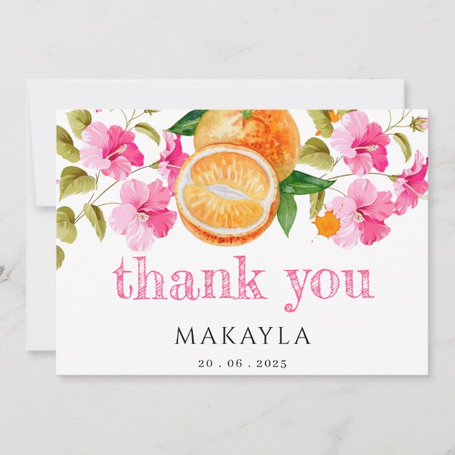 Eine kleine Süsse ist auf dem Weg Baby Dusche Dank Dankeskarte (Vorderseite)