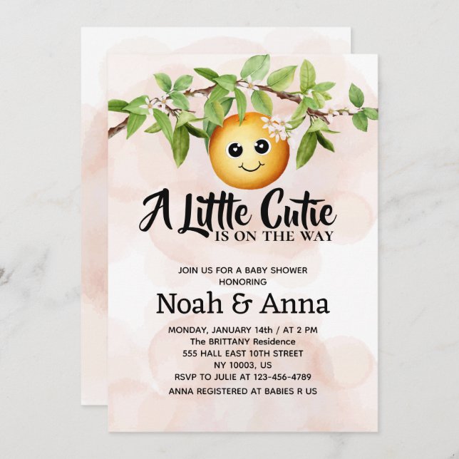 eine kleine Süsse ist auf dem Weg einfache Babydus Einladung (Vorne/Hinten)