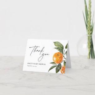 Eine kleine Süsse ist auf dem Weg zur Citrus Baby  Dankeskarte