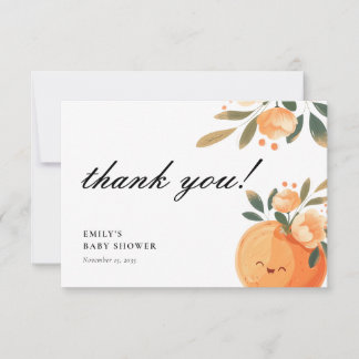 Eine kleine Süsse ist auf dem Weg zur Citrus Baby  Dankeskarte