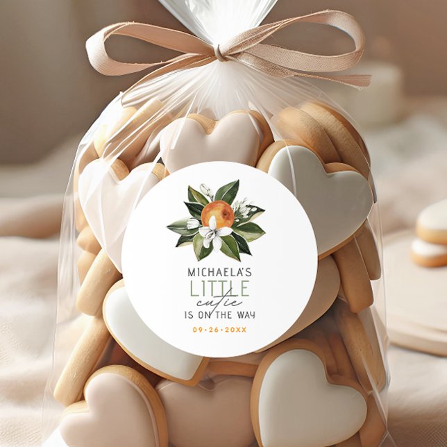 Eine kleine Süsse ist auf dem Weg zur Citrus Baby  Runder Aufkleber (Von Creator hochgeladen)