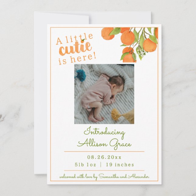 Eine kleine Süsse ist hier die Geburtserklärung Ankündigung (Vorderseite)