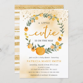 Eine kleine Süsse ist unterwegs mit einer orangefa Einladung