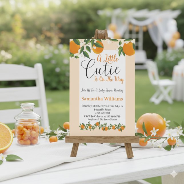 Eine kleine Süsse ist unterwegs mit einer orangefa Einladung (Von Creator hochgeladen)