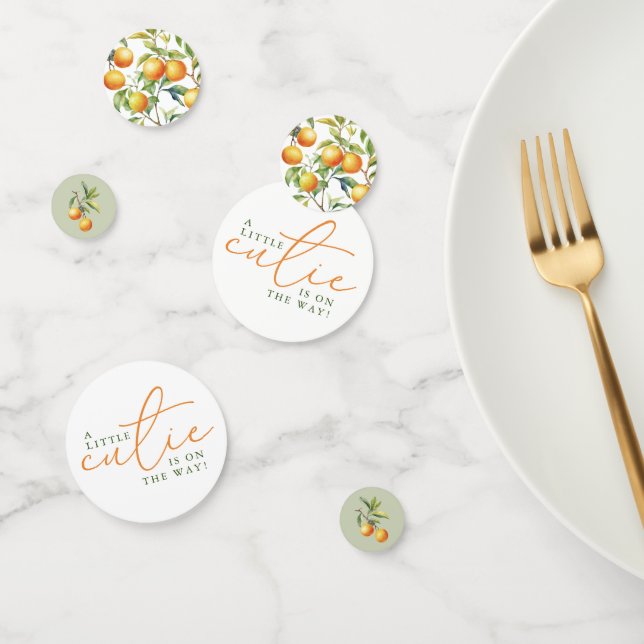 Eine kleine Süsse ist unterwegs mit einer orangefa Konfetti (Gruppe)