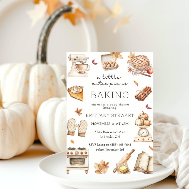 Eine kleine Süsse Kuchen backt Herbstdusche. Einladung (A Little Cutie Pie Is Baking Autumn Baby Shower Invitation)