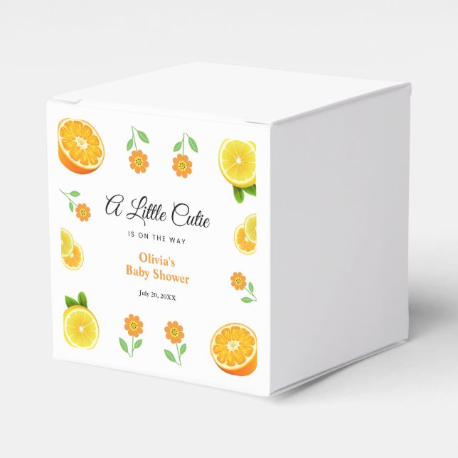Eine kleine Süsse Lemon Citrus Orange Babydusche Geschenkschachtel (Vorderseite)