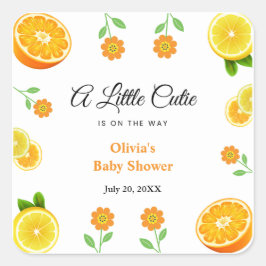 Eine kleine Süsse Lemon Citrus Orange Babydusche Quadratischer Aufkleber