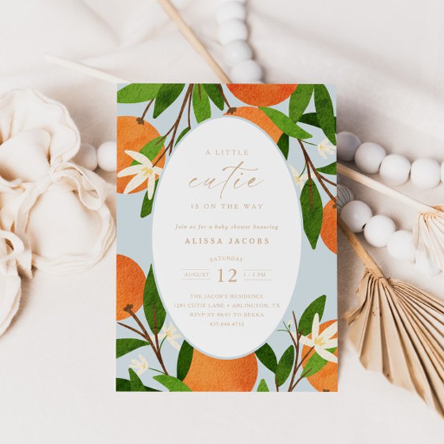 Eine kleine Süsse | Moderne Blue Neutral Baby Dusc Einladung (Von Creator hochgeladen)