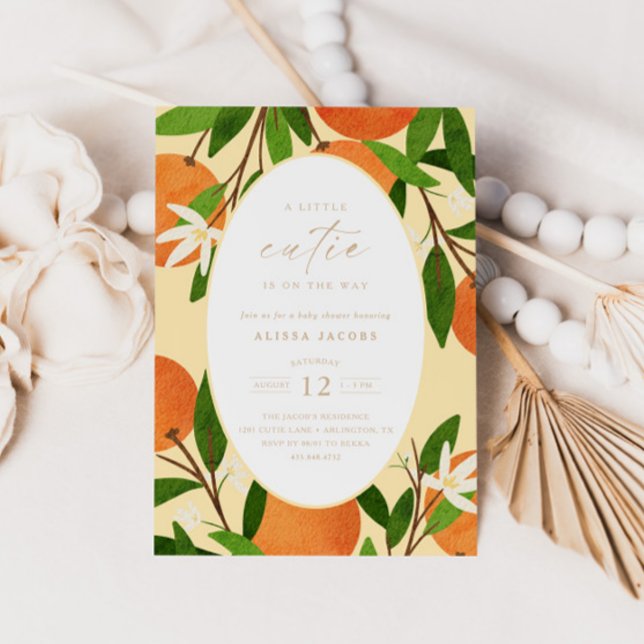 Eine kleine Süsse | Moderne gelbe neutrale Babydus Einladung (Von Creator hochgeladen)