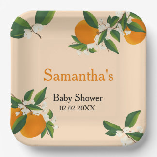 Eine kleine Süsse Orange Babyduschplatte Pappteller