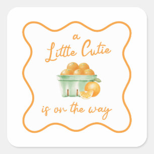 Eine kleine süße orange Babyparty Quadratischer Aufkleber