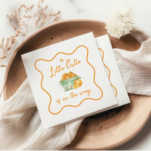 Eine kleine süße orange Babyparty Serviette