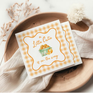 Eine kleine süße orange Babyparty Serviette