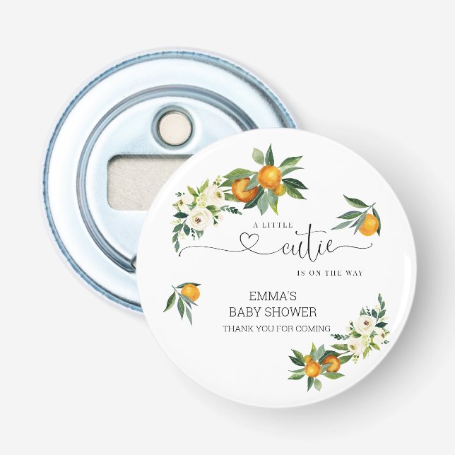 Eine kleine Süsse Orange Button Flaschenöffner (Vorderseite)