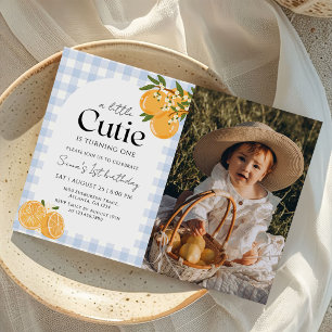 Eine kleine süße Orange Citrus 1. Geburtstagsfoto Einladung