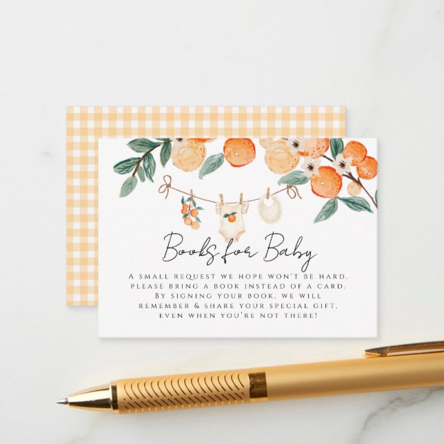 Eine kleine Süsse Orange Citrus Bücher für Baby Begleitkarte (Vorderseite/Rückseite Beispiel)