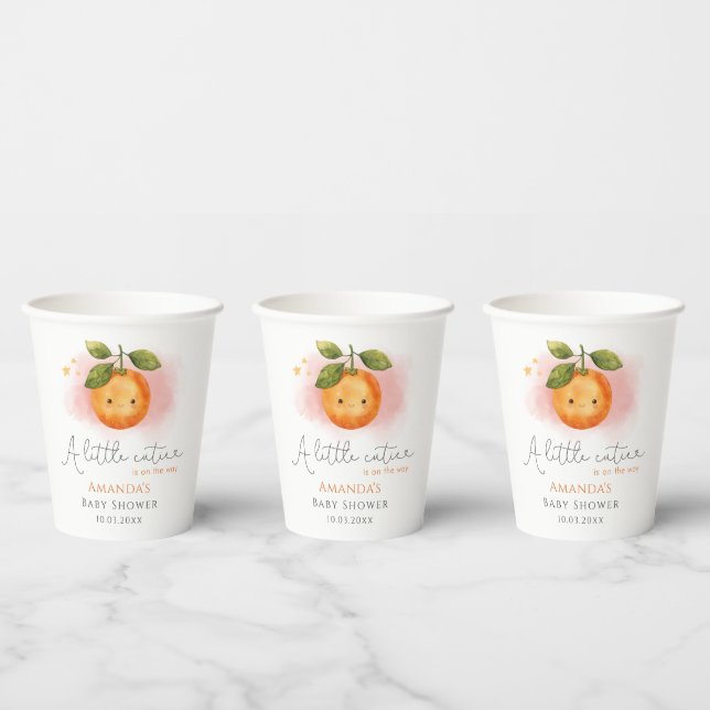 Eine kleine Süsse Orange Clementine Baby Dusche Pappbecher (Multi)