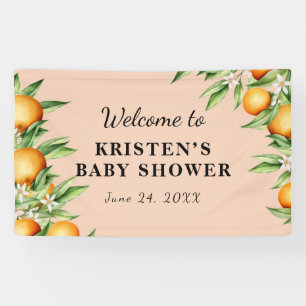 Eine kleine Süsse Orange Color Baby Dusche Hinterg Banner