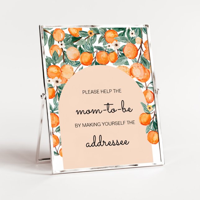 Eine kleine Süsse Orange Envelope Station Poster (Gender Neutral Citrus Baby Shower Envelope Station Sign)