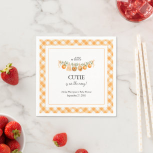 Eine kleine süße orange Gingham-Babyparty Serviette