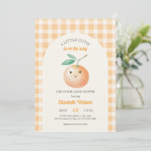 Eine kleine Süße Orange Gingham-Zitrus-Baby-Party