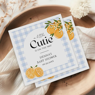 Eine kleine süße orange karierte Zitrus-Baby-Party Serviette