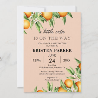 Eine kleine Süsse orange rosa Kinderdusche Einladung