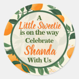 Eine kleine süße Orange Theme Babydusche Runder Aufkleber