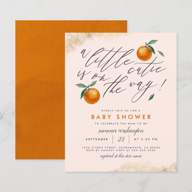 Eine kleine Süsse Orangen Babydusche aus dem Haush (Vorne/Hinten)