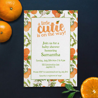 Eine kleine Süsse, Orangen-Themed Baby-Dusche Einladung