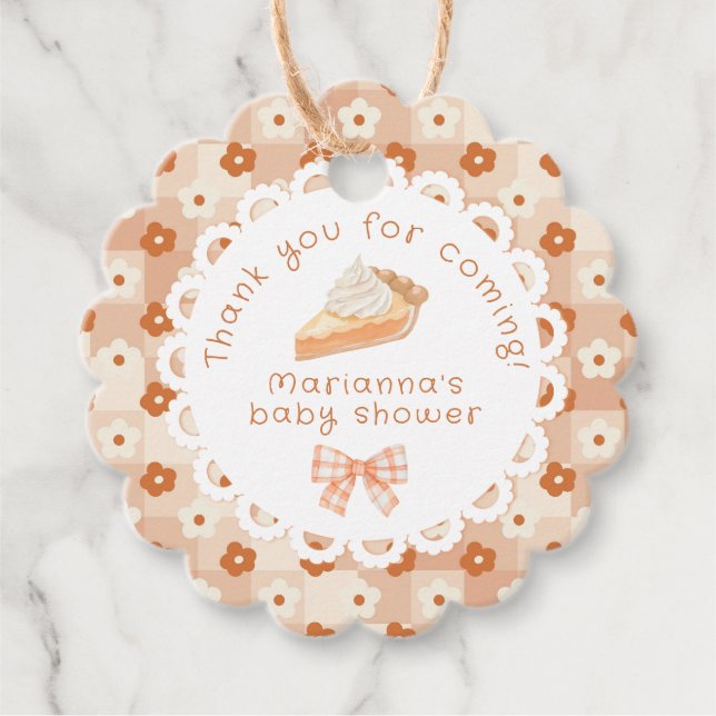 Eine kleine Süsse Pie Baby Dusche Danke Geschenkanhänger (Vorderseite)