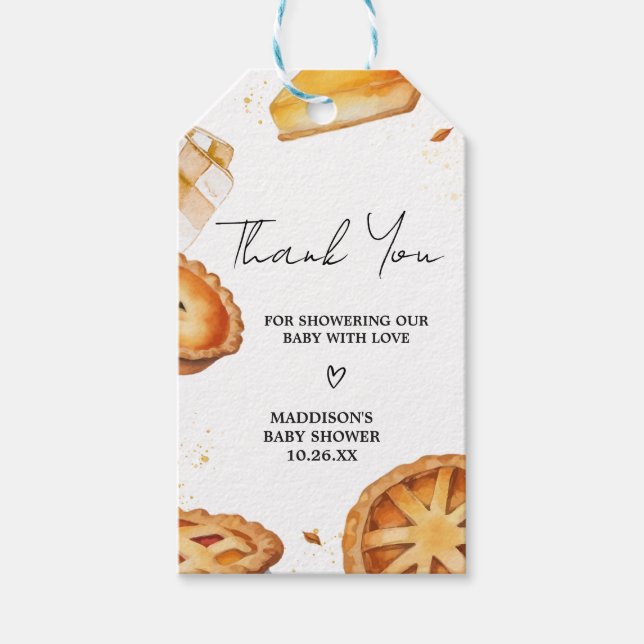 Eine kleine Süsse Pie Baby Dusche Liebesmarken Geschenkanhänger (Vorderseite)
